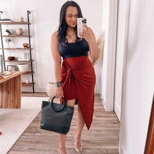 Nine West Deep Red Asymmetrical Skirt